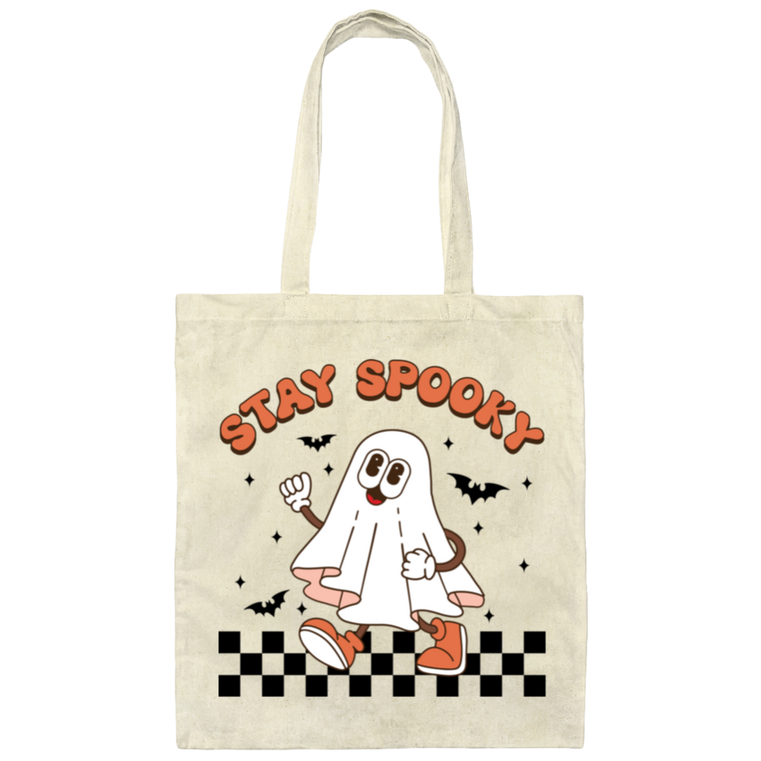 Stay Spooky, Happy Halloween, Cute Boo, Groovy Boo, Trendy Halloween Canvas Tote Bag