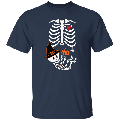 Skeleton Play Pumpkin, Happy Halloween, Lungs Bones, Skeleton Wear Witch Hat Unisex T-Shirt