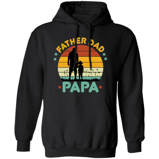 Retro Papa, Father's Day Gift, Daddy And Daughter Silhouette Pullover Hoodie