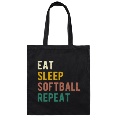 Retro Eat Sleep Softball Repeat Gift Canvas Tote Bag