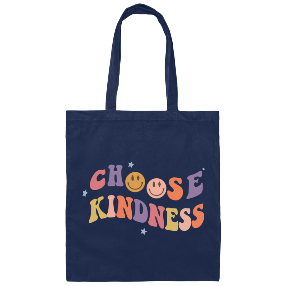 Retro Happy Face, Choose Kindness, Men Women Positive Canvas Tote Bag