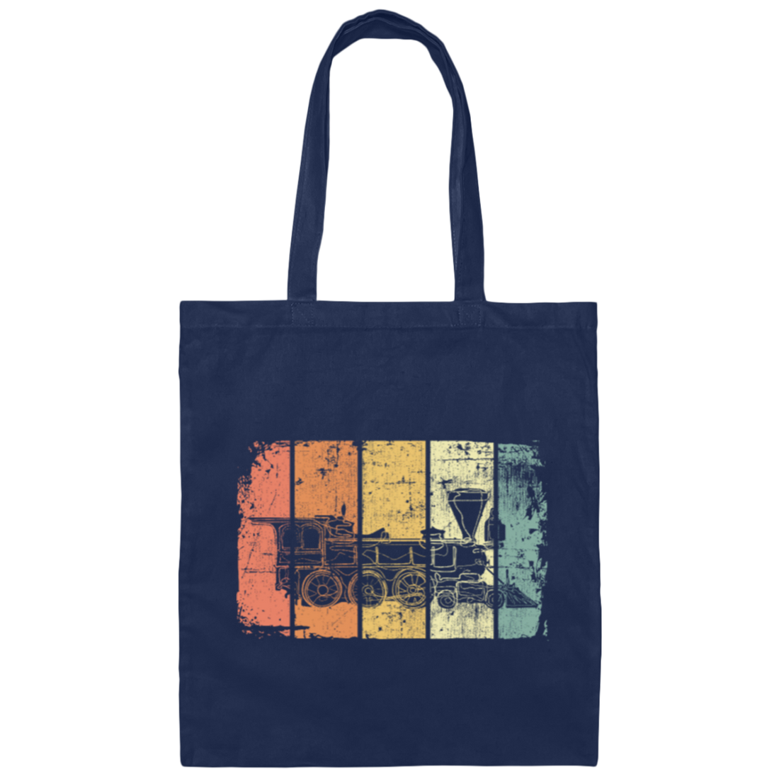 Retro Locomotive Vintage Railroad Train, Vintage Train Canvas Tote Bag