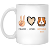 Peace Love Guinea Pig, Guinea Pig Cartoon White Mug