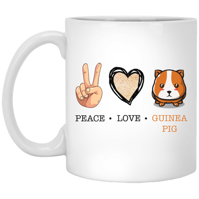 Peace Love Guinea Pig, Guinea Pig Cartoon White Mug