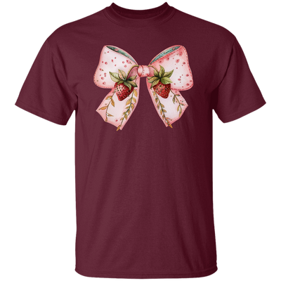 Pink Bow, Strawberry Lover, Strawberries Bow, Xmas Gift Christmas Unisex T-Shirt