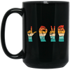 Love Sign, Retro Love Sign, Hand Sign, Love Hand Sign Black Mug