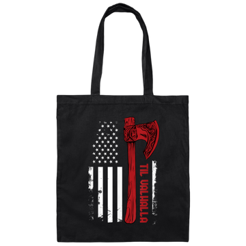 Viking Axe Flag Til Valhalla Norse Mythology Canvas Tote Bag