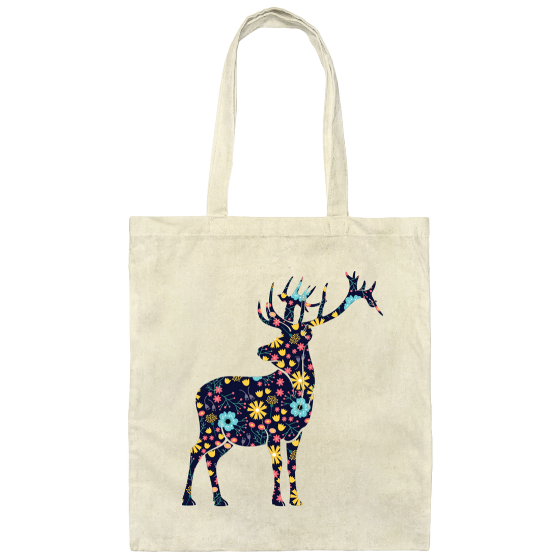 Floral Deer, Deer Silhouette, Flower Into A Deer Canvas Tote Bag
