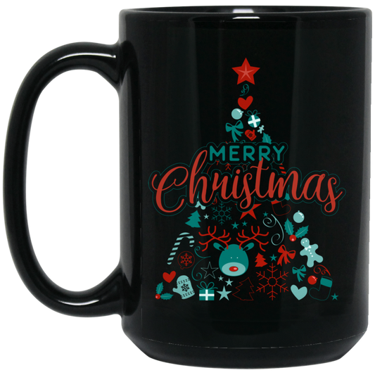 Christmas Tree, Christmas Pattern, Modern Christmas, Merry Christmas, Trendy Christmas Black Mug