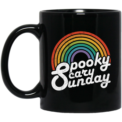 Spooky, Scary, Sunday, Rainbow Spooky, Retro Scary Sunday Black Mug