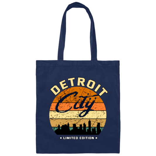 Detroit City Vintage, Retro Detroit State Canvas Tote Bag