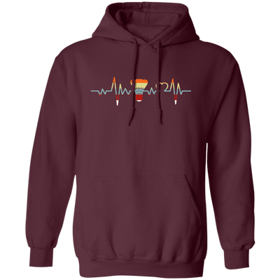 Badminton Heartbeat, Badminton Player Gift, Love Retro Badminton Pullover Hoodie