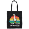 Goose Love Gift, Silly Goose On The Loose, Love Goose Gift, Retro Style Canvas Tote Bag