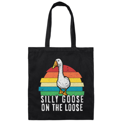 Goose Love Gift, Silly Goose On The Loose, Love Goose Gift, Retro Style Canvas Tote Bag