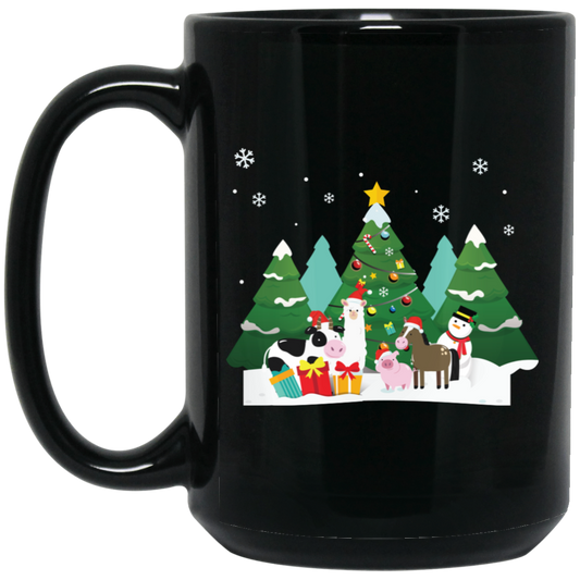 Funny Christmas, Animal Christmas, Merry Christmas, Trendy Christmas Black Mug