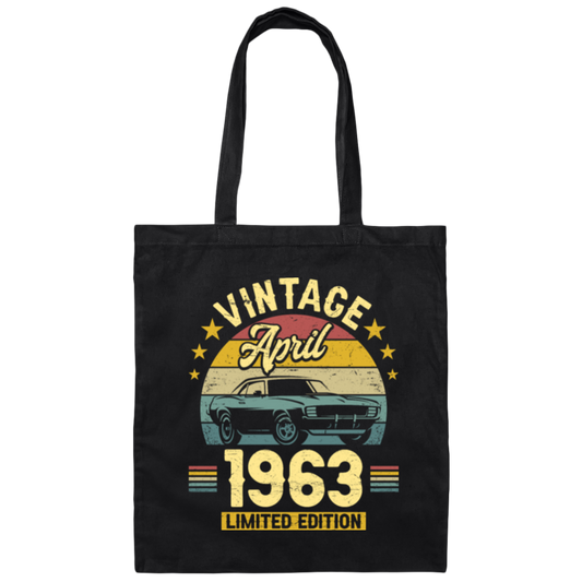 1963 Best Gift, 1963 Limited Edition, April 1963 Birthday Gift, Retro 1963 Canvas Tote Bag