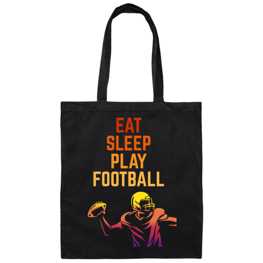 Eat Sleep Play Football, Love American Football, Retro Football Canvas Tote Bag