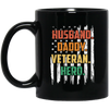 Husband, Daddy, Veteran, Hero, American Hero, Father's Day Black Mug