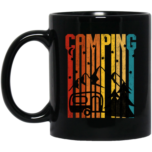 Moon Camper, Camping Under The Moon By Maintain Of Lake, Great Gift For Lover Black Mug