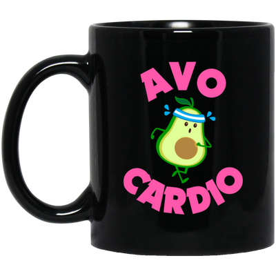 Avo-cardio, Avocado, Funny Avocado, Pink Avocado Do Cardio Black Mug