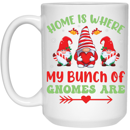 Home Is Where My Bunch Of Gnome Are, Merry Christmas White Mug
