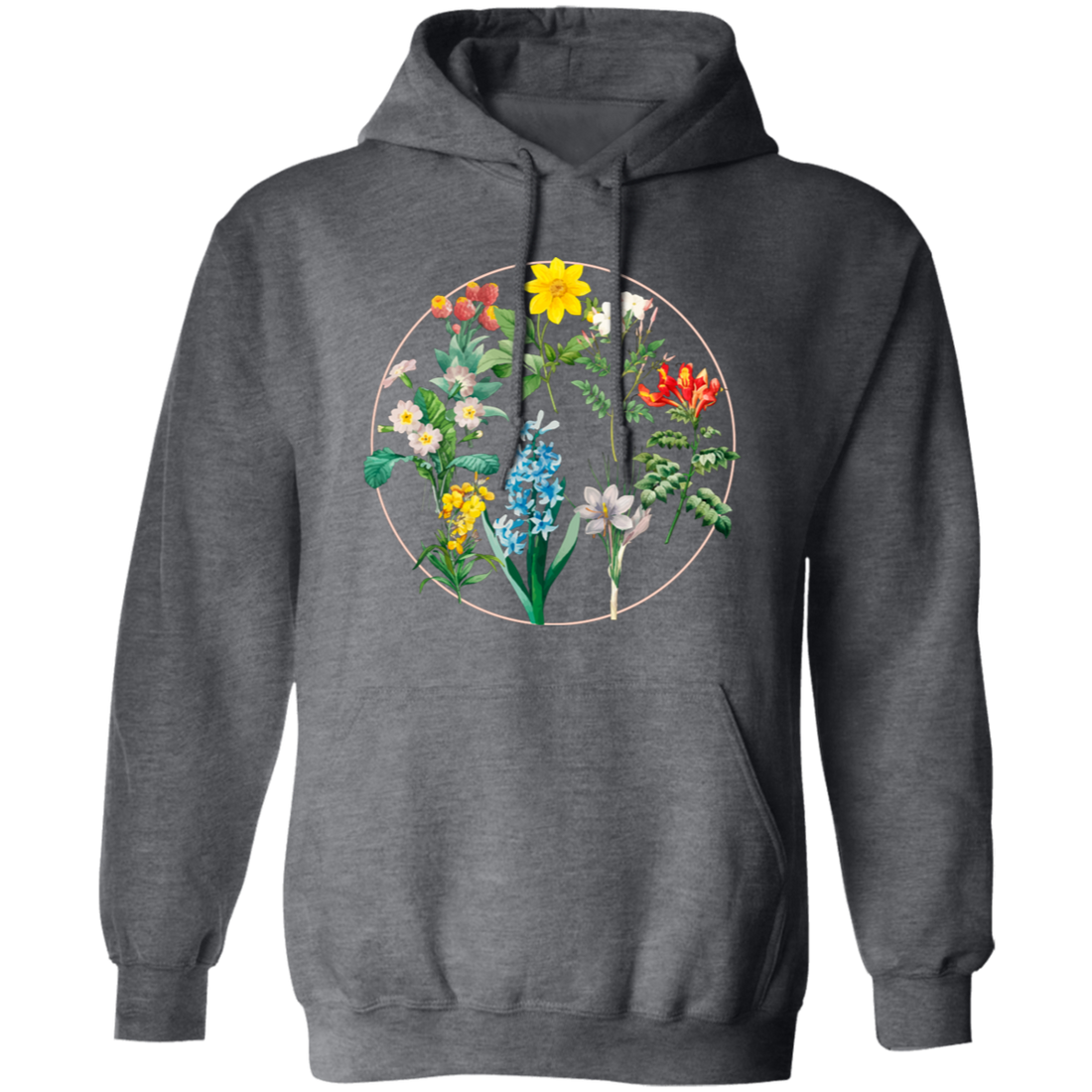 Wild Flowers, Lady Gift, Flowers in A Circle, Love Flowers Pullover Hoodie
