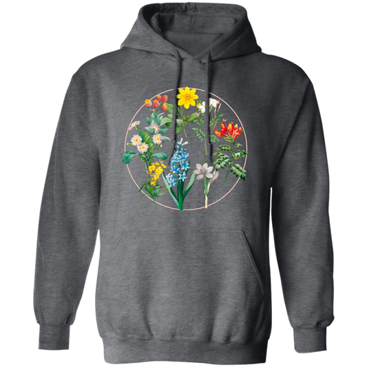 Wild Flowers, Lady Gift, Flowers in A Circle, Love Flowers Pullover Hoodie