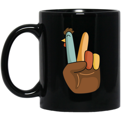 Hi Fall, Thanksgiving's Day, Peace Sign, Peace Sign Turkey, Funny Turkey, Turkey's Day Black Mug