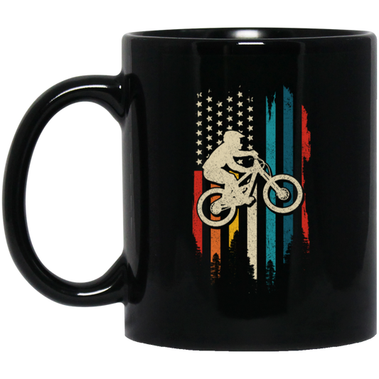 Mountain Bike, American Flag Vintage, Retro Style, Love Bikes, Best Bike Black Mug