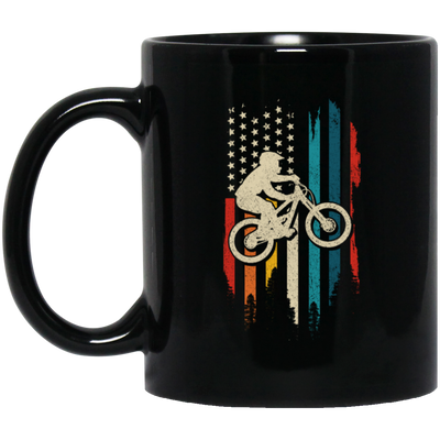 Mountain Bike, American Flag Vintage, Retro Style, Love Bikes, Best Bike Black Mug