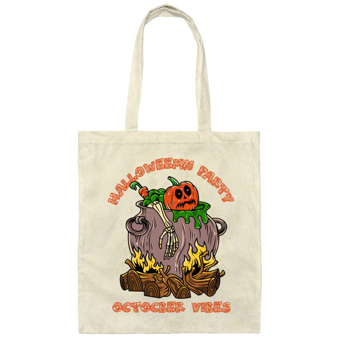 October Vibes, Halloween Party, Horror Party, Horror Pumpkin Canvas Tote Bag