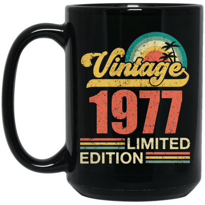 Hawaii 1977 Gift, Vintage 1977 Limited Gift, Retro 1977, Tropical Style Black Mug