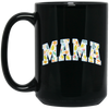 Mama Gift, Floral Mama, Mama Varsity, Mama Design, Mother's Day-blue Black Mug