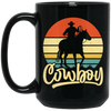 Retro Cowboy, Cowboy Design, Cowboy Vibes, Vintage Cowboy Black Mug