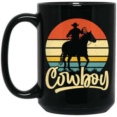 Retro Cowboy, Cowboy Design, Cowboy Vibes, Vintage Cowboy Black Mug