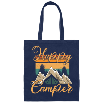 Retro Camping, Happy Camper Vintage Canvas Tote Bag