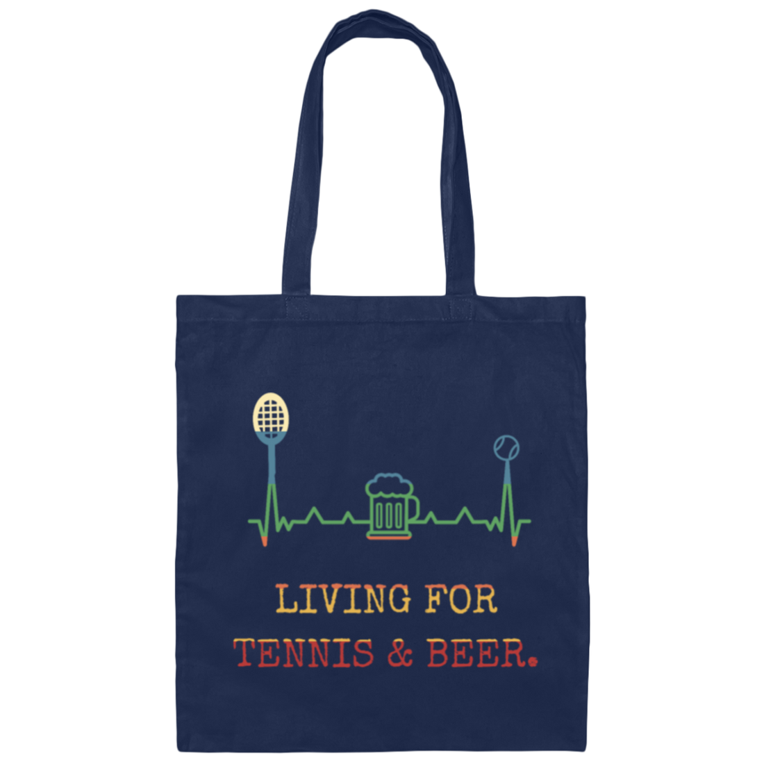 Retro Living for Tennis and Beer Funny Tennis Gift Canvas Tote Bag