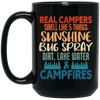 Campers Gift, Real Campers, Smell Like 5 Things, Retro Camping Quote Black Mug