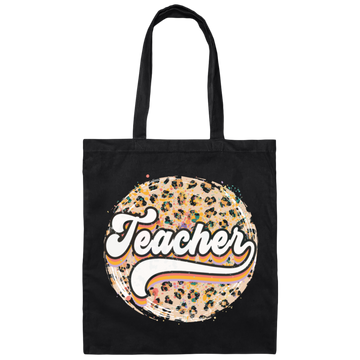 Teacher, Leopard Teacher, Baseball, Leopard Baseball Canvas Tote Bag