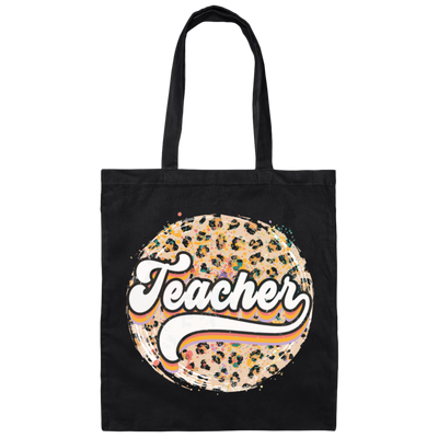 Teacher, Leopard Teacher, Baseball, Leopard Baseball Canvas Tote Bag