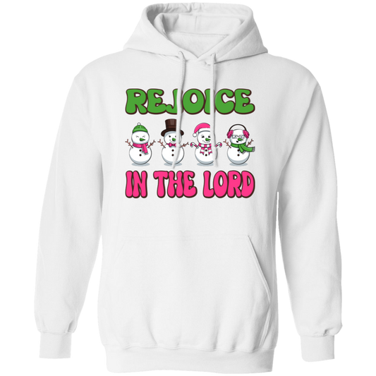 Rejoice In The Lord, Love Snowman, Four Snowman, Set Of Snowman, Merry Christmas, Trendy Christmas Pullover Hoodie