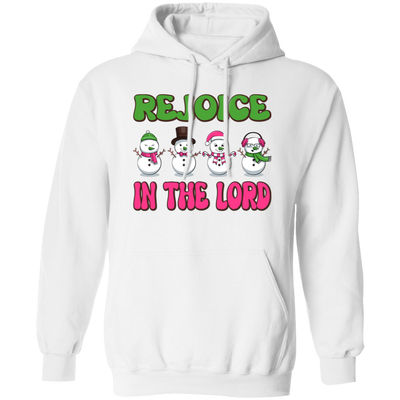 Rejoice In The Lord, Love Snowman, Four Snowman, Set Of Snowman, Merry Christmas, Trendy Christmas Pullover Hoodie