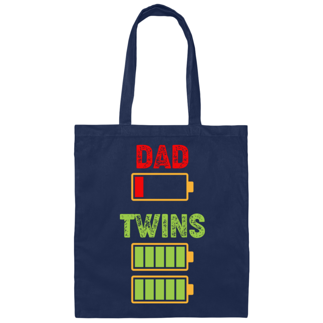 Dad Of Twins, Father's Day Gift, Dad Out Of Battery Canvas Tote Bag