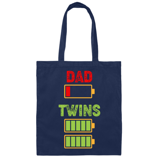 Dad Of Twins, Father's Day Gift, Dad Out Of Battery Canvas Tote Bag