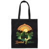 Green Bison With A River, Sunset And Treeline, Love Cow, Cow In Sunset Canvas Tote Bag