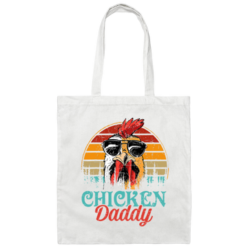 Chicken Daddy Gift, Love Retro Chicken, Father's Day Gift Canvas Tote Bag