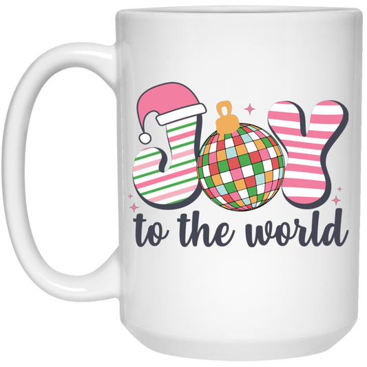 Joy To The World, Disco Ball, Tis The Season, Disco Verse White Mug