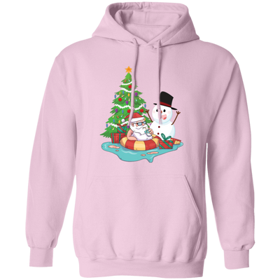 Funnny Santa, Merry Christmas Snow White, Santa In Pool Pullover Hoodie