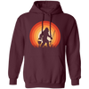 Big Foot Silhouette, Retro Big Foot, Big Foot Fishing Pullover Hoodie