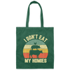 Retro Funny Vegan I Dont Eat My Homies Vegetarian Canvas Tote Bag